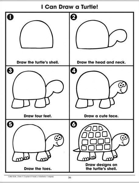 Little Kids Draw Turtle Drawing Teaching Drawing
