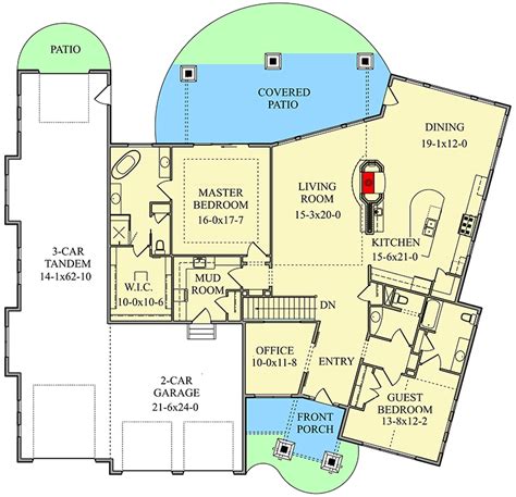 Follow our new official instagram: One-Level Mountain House Plan with 5-Car Garage - 95077RW ...