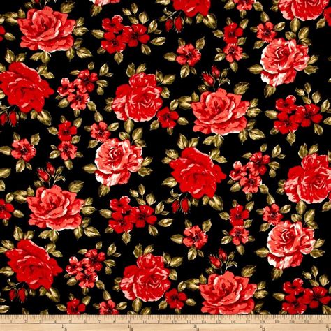 Techno Scuba Knit Roses Blackred From Fabricdotcom Scuba Knit Is A