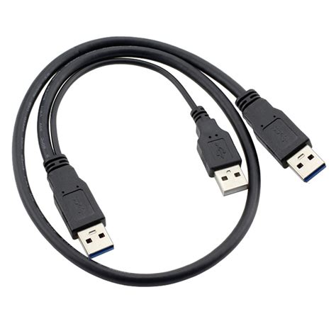 Dual Usb 30 A Male To Usb 30 Male Data Cable With Extra Usb Power For
