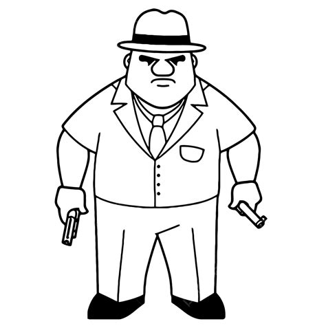 cartoon of a man in a suit outline sketch drawing vector gangster drawing gangster outline