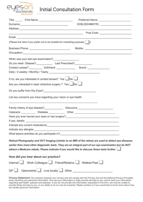 Initial Consultation Form Printable Pdf Download