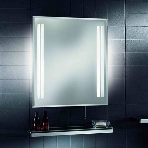 White wall bathroom interior with a metal decoration details, a wooden floor and a double sink with a mirror standing near it. 17 Superior Bathroom Mirrors With Lights And Shaver Socket ...