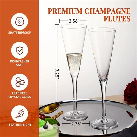 Buy Roraem Champagne Flutes Hand Blown Champagne Glasses Set Of 2 Crystal V Shape Champagne