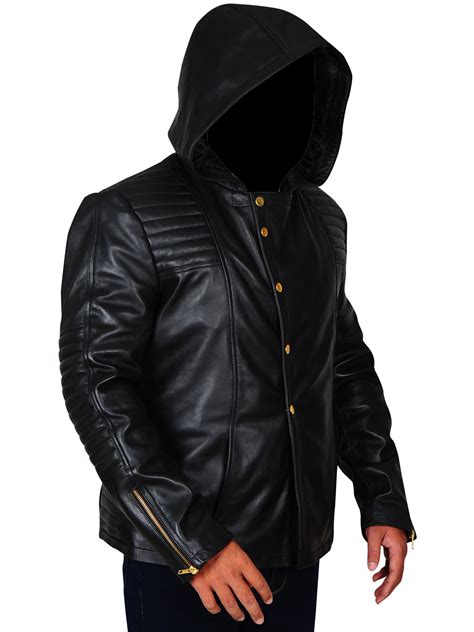 Men Brando Hooded Black Leather Jacket Men Jacket Mauvetree