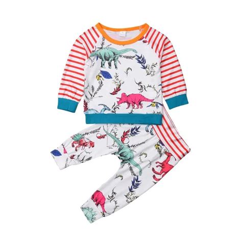2pcs Casual Infant Baby Boys Outfits Set Autumn Cotton Clothes T Shirts