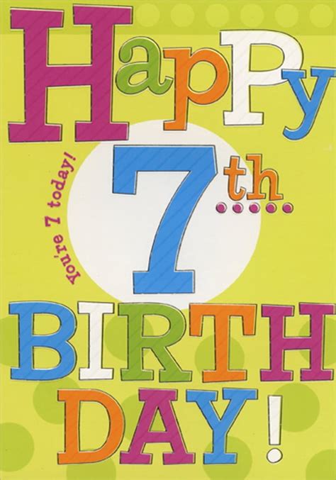 Designer Greetings Happy 7th Large Colorful Type Age 7 7th Birthday