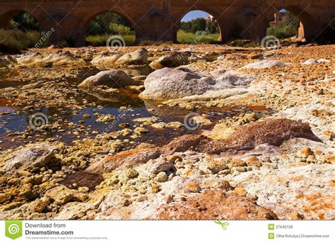 Bridge Over Rio River Tinto In Niebla Huelva Stock Image Image Of