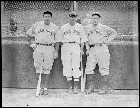 Babe Ruth And Lou Gehrig Of The Yankees With Carl Reynolds Of The Red Sox Digital Commonwealth
