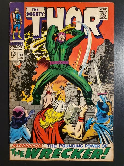 Jack black as thor is a mighty sight to behold. | Thor 148 (1968) F+(6.5) 1st App The Wrecker Jack Kirby ...