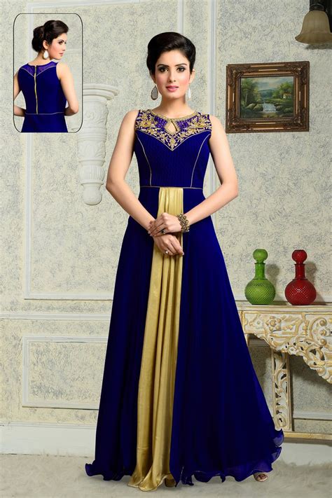Buy the latest bridal wear fashion at aza stores in mumbai, delhi and online at azafashions.com. Royal Blue Faux Georgette Designer Gown 59920 | Indian ...