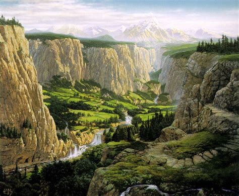 The Valley Of Rivendell Ted Nasmith Fantasy Landscape Middle Earth
