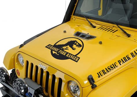 car and truck decals emblems and license frames jurassic park ranger hood decal to fit on jeep