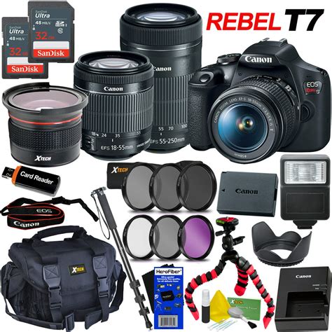 Canon Dslr Camera Eos Rebel T7 Bundle With 18 55mm Is Ii Lens 55