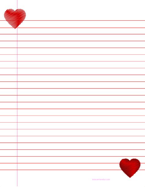 Valentines Day Paper For Lengthy Valentines Printable Lined Paper