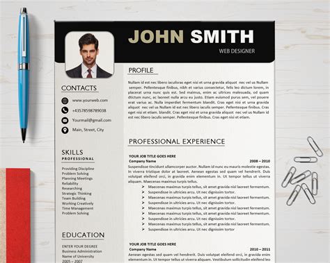 This set even has a matching business card template and portfolio booklet. Executive Resume Template, Business Curriculum Vitae, Cv ...