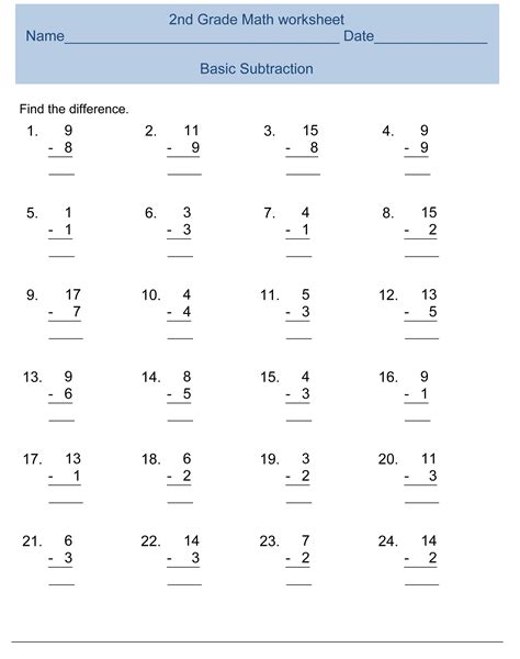 Math Printable Worksheets Grade 2