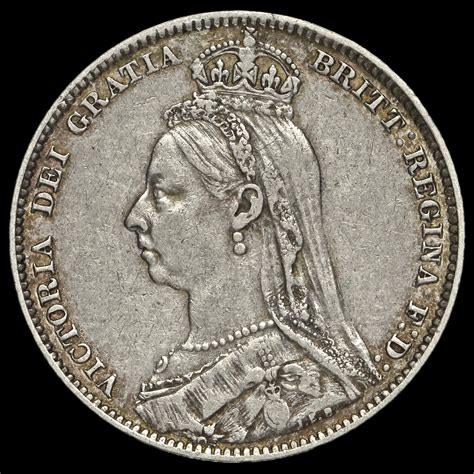 1890 Queen Victoria Jubilee Head Silver Shilling Vf