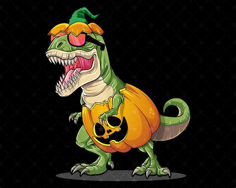 Dinosaur Pumpkin Funny Halloween Png Kids Halloween Dinosaur Etsy