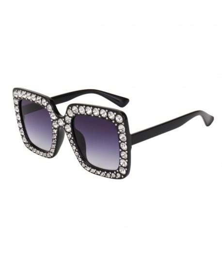 Sunglasses Women Oversized Square Crystal Brand Designer Shades Black C71872wc65n