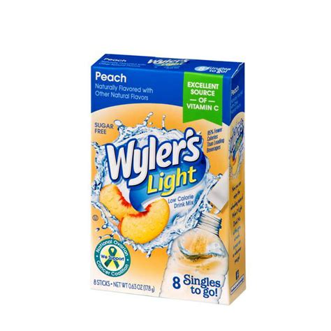 Wylers Light Drink Mix Singles To Go Peach Sugar Free 8 Ct Box