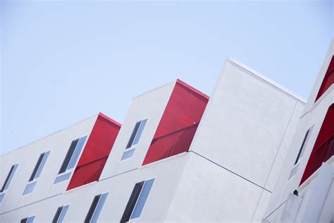 Wallpaper Id 202499 A White Residential Building Facade With Red