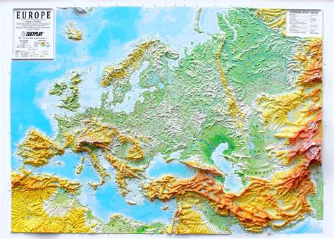 Europe Three Dimensional 3d Raised Relief Map