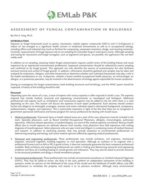 Pdf Assessment Of Fungal Contamination In Buildings · Pdf