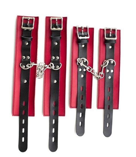 Genuine Leather Hand Cuffs And Ankle Cuffsbdsm Locking Bondage