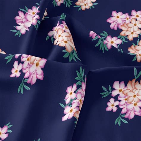 Violet Flower Bunch Digital Printed Fabric Polyester Weightless 110