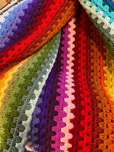 An Easy Granny Stripe Crochet Afghan Pattern The Gradient Etsy