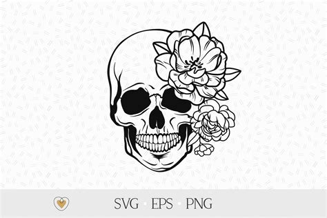 Skull With Flowers Svg Floral Skull Svg Skull Cut File By Pretty