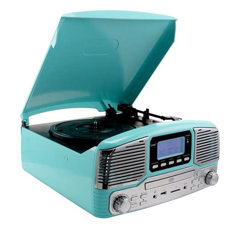 Trexonic Retro Record Player With Bluetooth And 3 Speed Turntable In