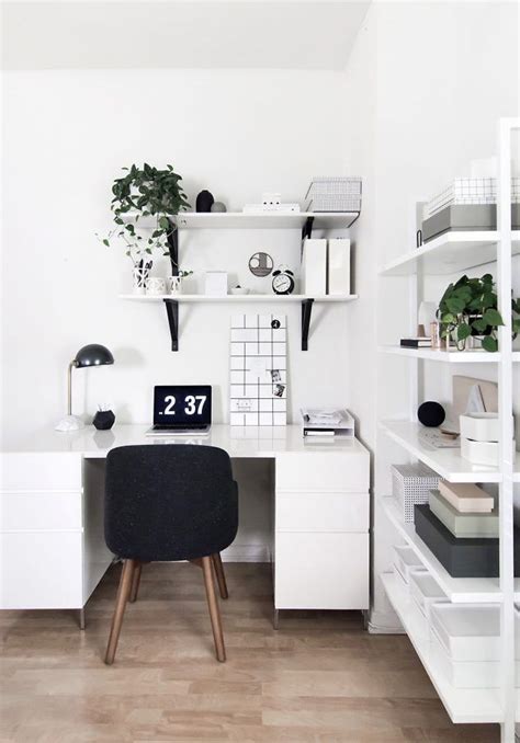 Create a workable home office that is functional and comfortable with design and decorating ideas and photos. Monochrome Workspace | Home office design, Home office ...