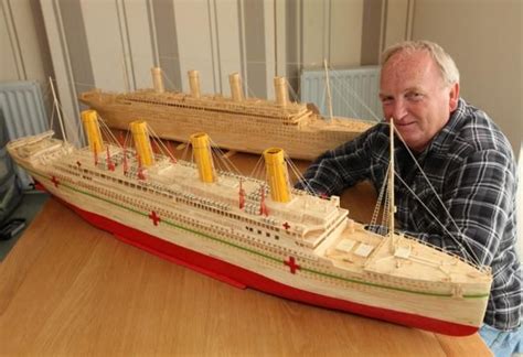 Dave Reynolds With His Matchstick Model Of HMHS Britannic Pictured Next