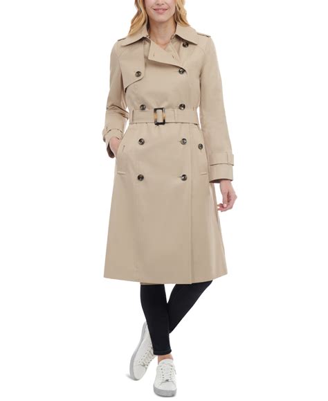 London Fog Womens Hooded Double Breasted Trench Coat In Stone Modesens