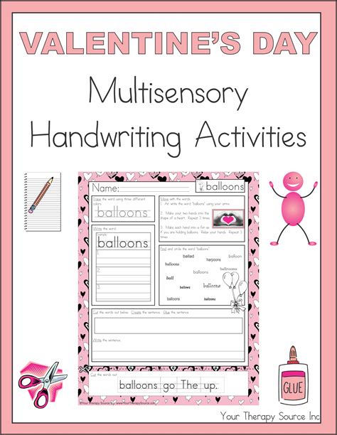 Valentines Day Multisensory Handwriting Activities Your Therapy Source