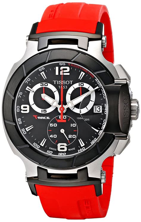 tissot men s t0484172705701 t race chronograph red rubber watch ebay