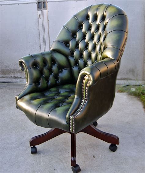 Leather chair and ottoman sets. Directors swivel chair antique green leather