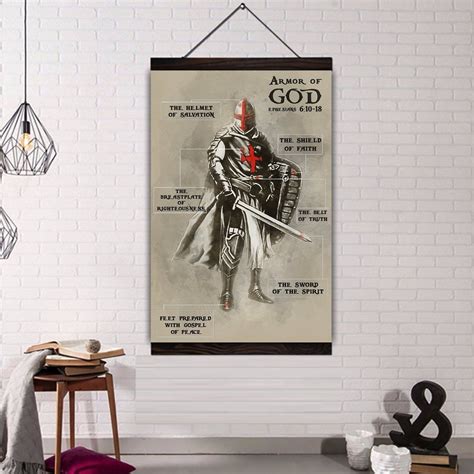 Cv111 Knight Templar Hanging Canvas Armor Of God Free Shipping