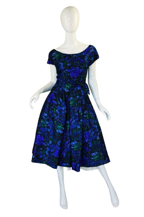 1950s stunning blue silk suzy perette estilo femenino femenina estilo