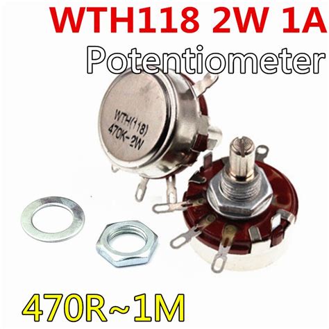 2pcs Wth118 2w 1a Potentiometer 470r 1k 2 2k 4 7k 10k 22k 47k 100k 470k