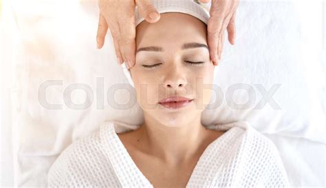 Woman Relaxes In The Spa Body Massage Treatment Stock Image Colourbox