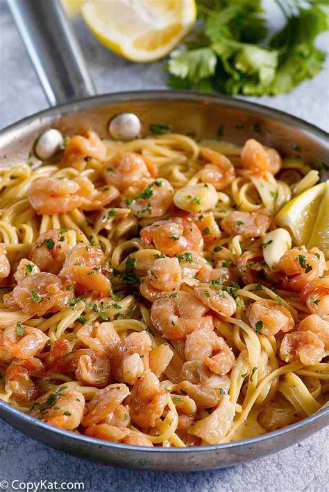 It's easy to make but tastes very expensive! Shells Garlic Shrimp Pasta with White Wine Sauce | CopyKat ...