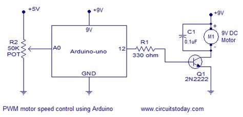 Microcontroller Arduino Motor Control Circuit With Power Transistor