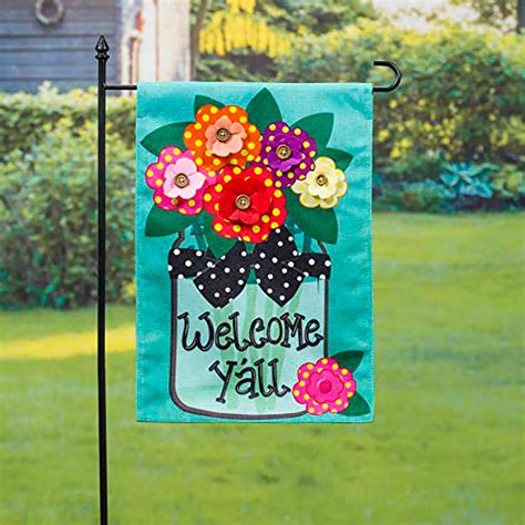 Welcome Yall Burlap Garden Flag And Sassafras Mat Set Plow And Hearth