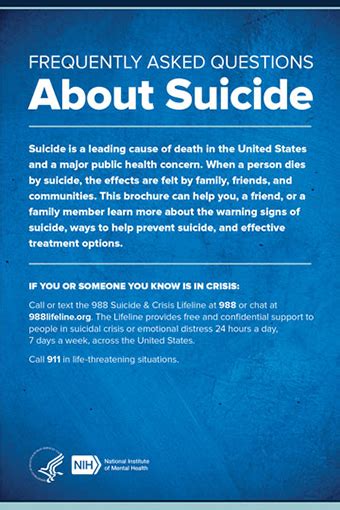 Nimh Frequently Asked Questions About Suicide
