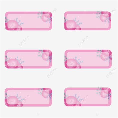 Name Tag Collection Pink Flower Name Tag Name Sticker Cute Sticker