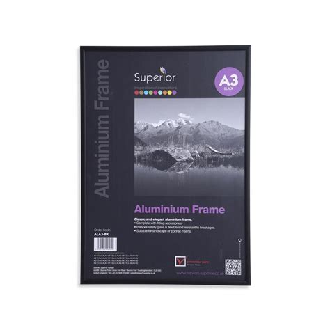 Buy Seco A3 Brushed Black Aluminium Picture Frame With Perspex Safety