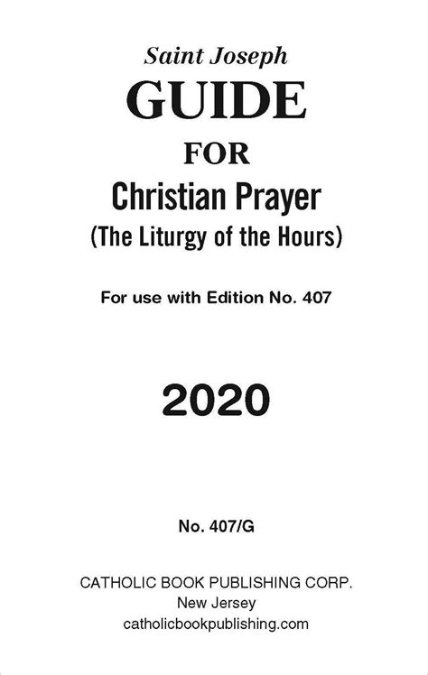 Liturgy Of The Hours Saint Joseph Guide For Christian Prayer 2020 Annual